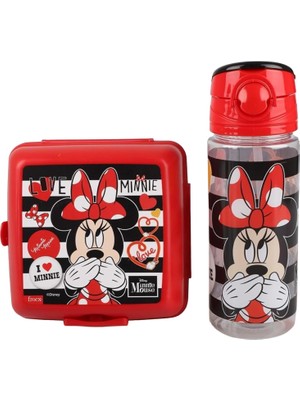 1001 Mouse Lisanslı Beslenme Kabı ve Tritan Matara 500 ml Beslenme Seti, Kırmızı