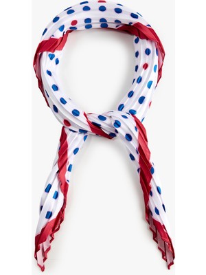 1001 Pileli Puantiyeli Saten Kare Fular Bandana