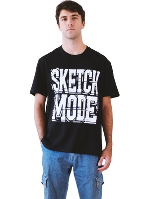 1001 Sketch Mode Oversize Erkek Tişört – Unisex -%100 Pamuk Minimal Streetwear Tshirt – Rahat Kalı