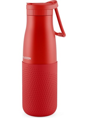 1001 Kırmızı 500 ml Çelik Okul Matarası - Silikon Gövdeli (Nokta) Çelik Termos - 50024