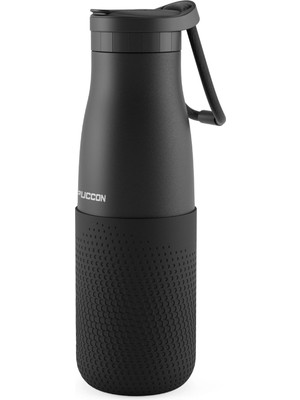 1001 Siyah 500 ml Çelik Okul Matarası - Silikon Gövdeli (Nokta) Çelik Termos - 50026