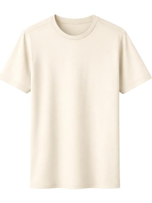 1001 Avantajlı Set (5 Adet) -Regular Kalıp -Bisiklet Yaka- Ekru Renk T-Shirt