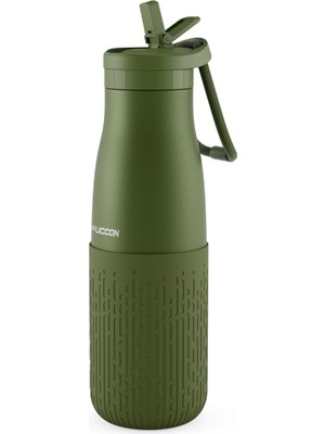 1001 Pipetli 500 ml Haki Paslanmaz Çelik Matara/suluk - Silikon Gövde (Yağmur) - 50017