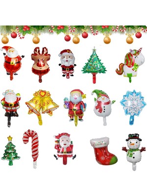 Kuzey Oyuncak Vıp 25 Adet Yılbaşı Mini Folyo Balon Seti Noel Baba Çam Ağacı Kardan Adam Baston 15 Farklı Model Var