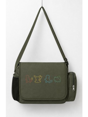Fuddy Moda Unisex Minimal Pokemonlar Baskılı Postacı Çantası
