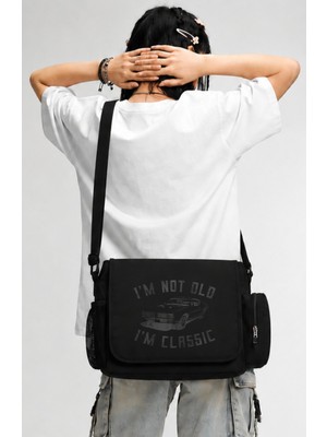Fuddy Moda Unisex I'm Not Old I'm Classic Araba Baskılı Postacı Çantası