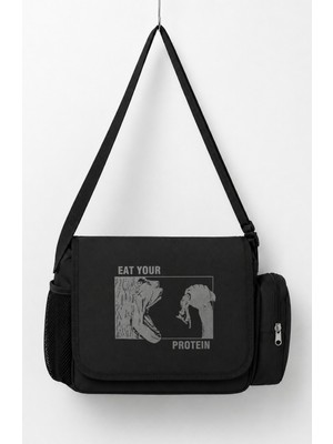 Fuddy Moda Unisex Attack On Titan Eat Your Protein Anime Baskılı Postacı Çantası
