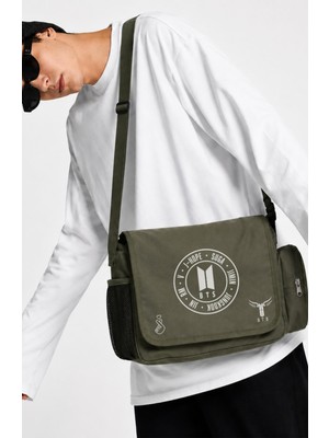 Fuddy Moda Unisex Bts Üye Isimleri Logo Baskılı Kpop Postacı Çantası