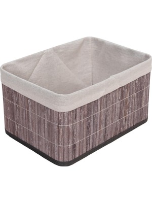 Nacario Deconox Bambu Çok Amaçlı Saklama Kutusu Düzenleyici Derin Boy Organizer, Dekoratif Bambu Düzenleyici Gri (32X23X17CM)