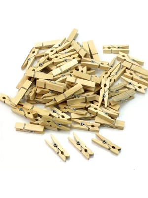 Uravas Store 100 Lü  Ahşap Mandal 2.5 cm  10 Paket - 1000 Adet