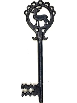 Uravas Store Geyik Figürlü Dekoratif Anahtar 250X80 mm - Büyük Boy Vintage Rustik Mobilya Sandık Aksesuar Süs