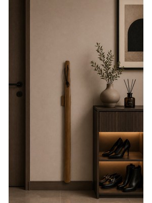 NYN Ahşap 70 Cm Uzunluğunda MIKNATISLI Ayakkabı Çekeceği Kerata 1 Adet Ceviz Renk