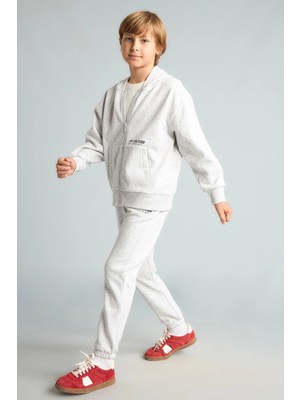 DeFacto Baskılı Lastikli Paça Kalın Kumaş Jogger Eşofman Altı Erkek Çocuk H9685A826WN