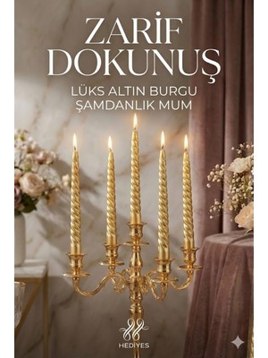 Nurton 4'lü Lüks Burgu Şamdan Mumu 26 cm - Damlatmaz Spiral Dekoratif Mum Seti
