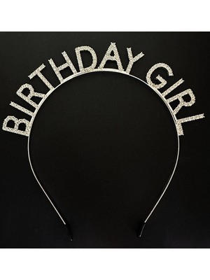 Ronanna Buğz Gümüş Kristal Taşlı Birthday Girl Doğum Günü Tacı Ithal Ürün A Kalite 17X16 cm BX40