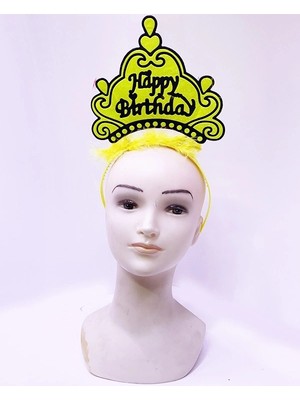 Ronanna Buğz Happy Birthday Neon Sarı Renk Doğum Günü Tacı 24X15 cm BX40