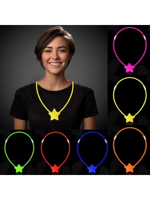 Ronanna Buğz Glow Stick Yıldız Kolye - Glow Kolye - Glow Stick Partisi Yıldız Kolye 6 Adet BX40