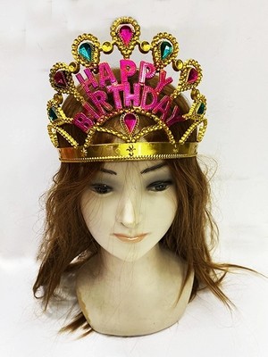 Ronanna Buğz Altın Renk Happy Birthday Yazılı Doğum Günü Tacı 60 cm BX40