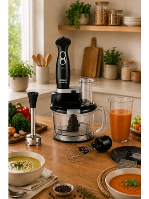 Arzum AR1004 Soprano Max Multi Blender Seti 1000 W, 5 Fonksiyonlu, 1500 ml Doğrayıcı Hazne, Siyah
