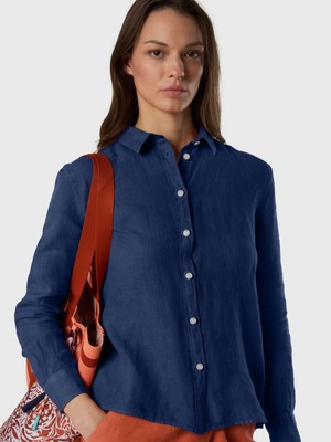 North Sails Regular Fit Uzun Kollu Sedef Düğmeli Keten Yazlık Gömlek