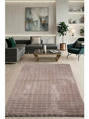 Modernsoft Pofina Kahve Kaymaz Tabanlı Yumuşak Dokulu Modern Makinede Yıkanabilir Salon Halısı