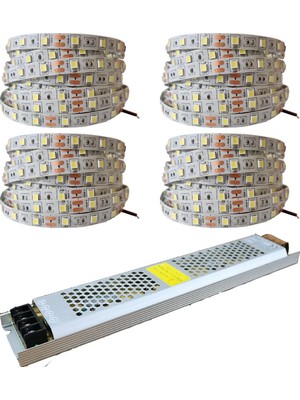Mey İthalat 20 Metre Şerit LED Günışığı Renk + 12V 25 Amper 300 Watt LED Trafo - 3 Dirençli Double Pcb - Oturma Odası, Yatak Odası ve Mutfak Için Gizli Aydınlatma