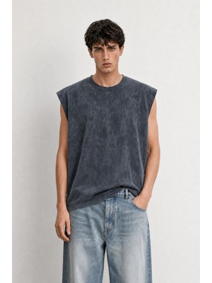 Respire Erkek Yıkamalı Tank Top Atlet Füme