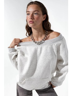 Hiccup Kadınlar Busem Kadın Pamuk Karışımlı Sweatshirt Açık Gri