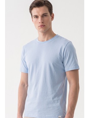 İmza Mavi Bisiklet Yaka Kısa Kol Slim Fit Pamuklu Tişört 1011265166