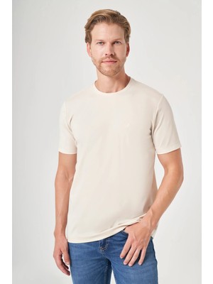 İmza Taş Bisiklet Yaka Kısa Kol Örme Slim Fit Esnek Basic Tişört 1011260184