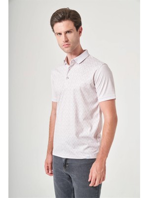 İmza Bej-Kahverengi Polo Yaka Kısa Kol Cepsiz Slim Fit Pamuklu Tişört 1011260159