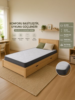 Homefy Ekofoam Sünger Yatak 12CM Kalınlıkta Ortopedik Döküm Sünger