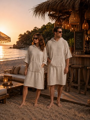 Packho Havlu Panço - Unisex Kapüşonlu Plaj Pançosu - Yetişkin Surf Panço - Havuz Deniz Bornozu - Oversize Cepli