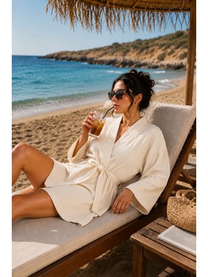 Packho Kadın Müslin Kimono – Belden Bağlamalı Yazlık Plaj Kimonosu