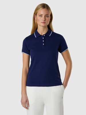 North Sails Slim Fit Kontrast Şerit Detaylı Pamuklu Kadın Polo Yaka Tişört