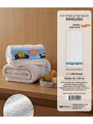 Taç Zorluteks Lisanslı Hotwheels Çocuk Banyo Havlusu 65X130