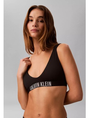 Kadın Slim Fit Rahat Calvin Klein Yazı Detay Siyah Bikini Üstü LV00Q61211-UB1