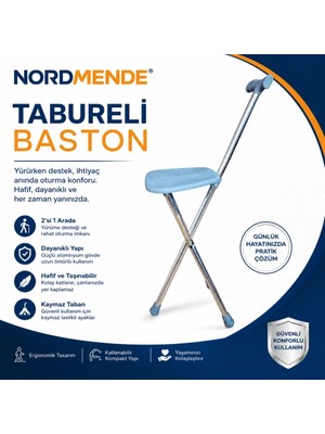 Just Cheap Store Nordmende Tabureli Baston Oturaklı Katlanabilir Yürüyüş Bastonu Taşınabilir Baston Sandalye