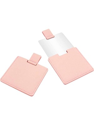 Kazan Hobi Gaman Gmn-17 Özel Kılıflı Makyaj Aynası - Mini Metal Ayna Kare Taşınabilir 6 x 6 cm
