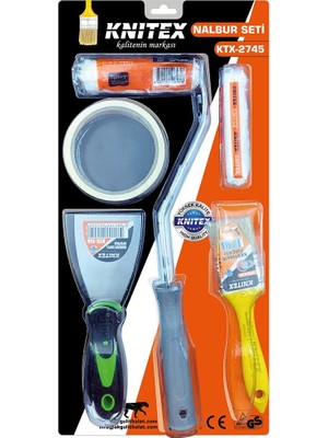 Altaylar Tedarik 5pcs Boyacı - Nalbur Set Spatula - Kestirme Fırça - Yedek Rulo - Bant - 10CM Fırça