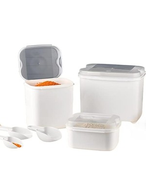 Frefly Store Beyaz Masal Saklama Kabı Seti (10 L + 4,5 L + 1,6 L)