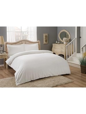 Frefly Store Beyaz Pamuk Saten Nevresim Takımı, King Size Ölçülerinde