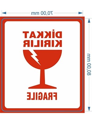 Frefly Store Kırılır Uyarı Etiketi - 70MM x 80MM, 250 Adet