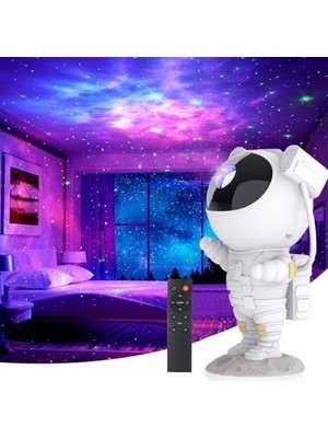 Frefly Store Astronot Temalı Yıldızlı Gece Lambası, Projektör, Renkli Işık Efektleri