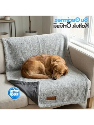 Frefly Store Su Geçirmez Kedi ve Köpek Battaniyesi, Yumuşak Kumaş, Gri