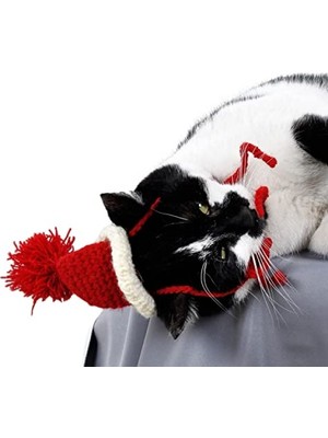 Frefly Store Yılbaşı Temalı Örme Kedi Şapkası - Üniseks