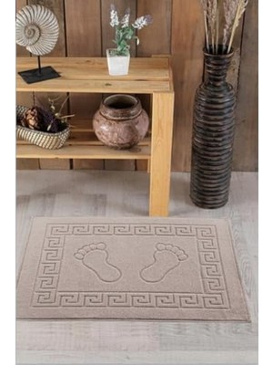 Frefly Store Üçlü Ayak Izli Banyo Paspas Seti, Bej Renkli Tasarım