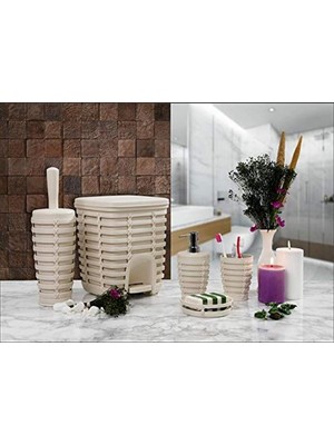 Frefly Store Bej Renkli 5 Parçadan Oluşan Banyo Seti