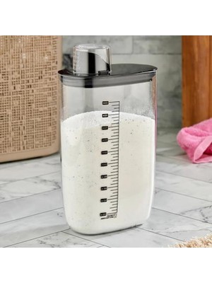 Frefly Store Kendinden Ölçekli Vakum Kapaklı Deterjan Saklama Kabı, 2100 ml Kapasite