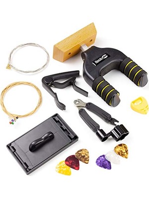 Frefly Store Rockjam Evrensel Gitar Aksesuarları, Süper Kit Gitar Duvar Montajı, Elektrikli Gitar Telleri, Akustik Gitar Telleri, Gitar Tuner Çoklu Alet, Gitar Capo, Gitar Plektrumları ve Gitar Penası Tutucu